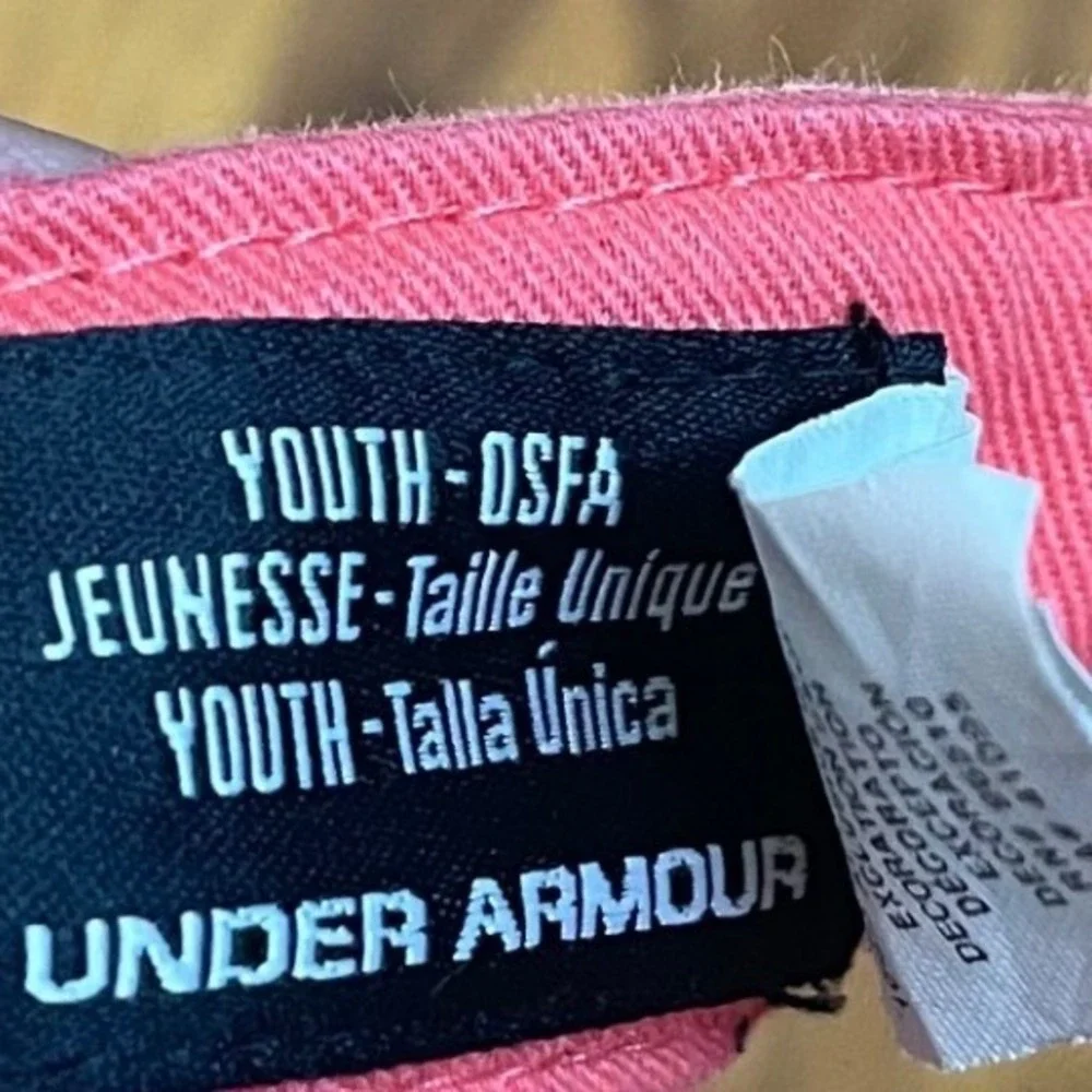 Under Armour Youth Visor Hat Coral Pink Orange Logo Adjustable Girls Kids OSFA